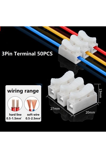 choice2 50PCS 3Pin Quick Wire Connectors 1P 2P No Soldering Required Spring C...