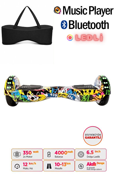 CityMate Elektrikli Kaykay Full Ledli Hoverboard Bluetooth Hoparlörlü 6.5 Inc...