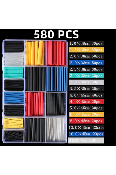 Choice6 580 قطعة من أنابيب الانكماش الحراري الملونة بنسبة 2:1، 127-850 قطعة، ...