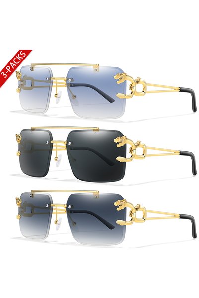 Choice6 نظارات شمسية JL1-3-6 بثلاثة أزواج، بتصميم جلد الفهد، بذراع معدني، للر...