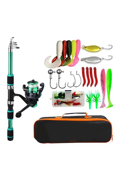 Choice Fishing Pole Set Full Kits With Telescopic Fishing Rod And Spinning Re...