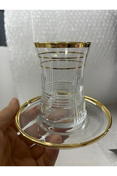 DECOSTYLE Duru El Kesmesi 6'lı Çay Bardağı Set As19 - Kristal Görünümlü El İş...