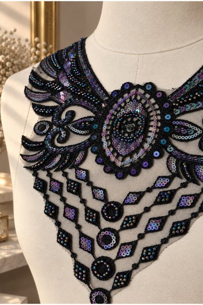 jasmina store Guler elegant colorat cu broderie de mărgele