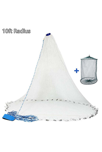 Choice 10ft Radius American Saltwater Fishing Cast Net for Bait Trap Fish 3/4...