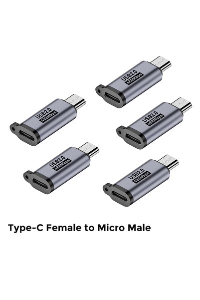 Choice5 محول من النوع C إلى مايكرو x5، محول من النوع C أنثى إلى USB صغير ذكر،...
