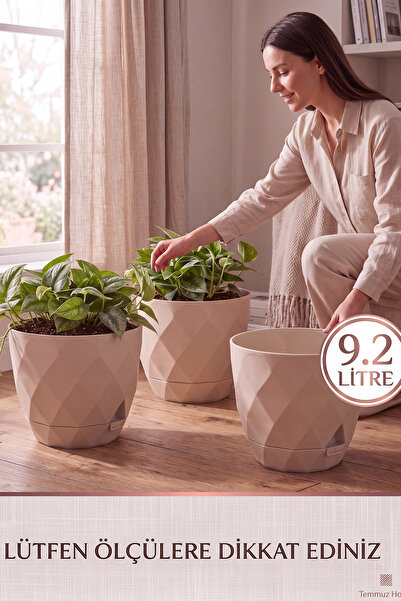 TEMMUZ HOME 3 Adet 9.2 Litre Dekoratif Prizma Desenli Büyük Boy Tabaklı Plast...