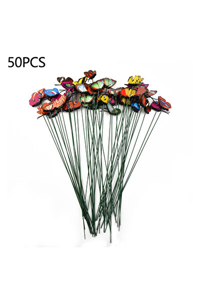 Choice 50Pcs Butterfly Stakes Colorful Simulation Butterfly Outdoor Garden Ya...