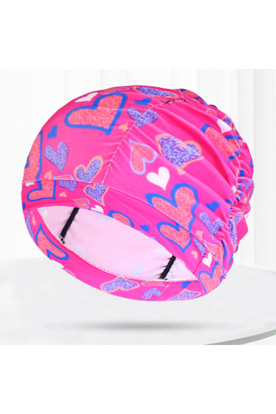 Choice One Size 29 Pleated Fabric Swimming Caps Women Men Flower Heart Stars ...