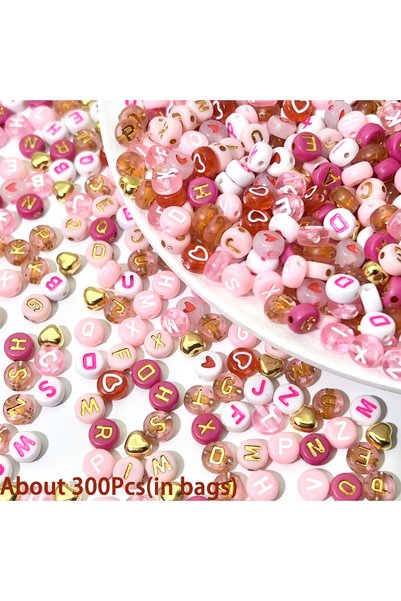 Choice مجموعة خرز أكريليك مكونة من 300 قطعة (300/840 قطعة) باللون الوردي والأ...