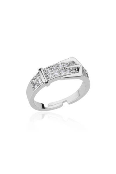 Choice resizable JZ4359P Stainless Steel Belt Rings For Women Zircon Adjustab...