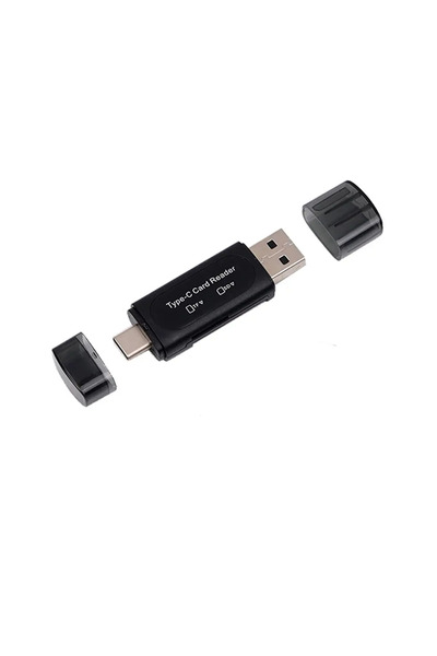 Choice1 قارئ بطاقات USB نوع C أسود 4 في 1 متعدد الوظائف للتخزين الخارجي مع ذا...
