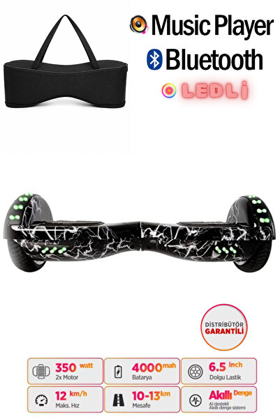 CityMate Elektrikli Kaykay Full Ledli Hoverboard Bluetooth Hoparlörlü 6.5 Inc...