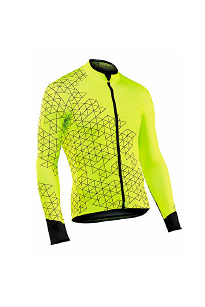 Choice28 Asian size-L Yellow Fluorescent Yellow Men Autumn Bicycle Clothing R...