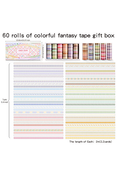 Choice Colorful Tape 60 Rolls Vintage Washi Tapes Colorful Striped Decorative...