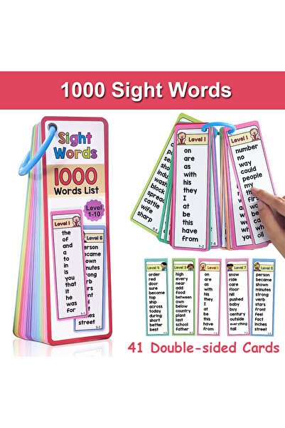 GSF 41 Cards Set 1000 Sight Words List English Educational Flash Cards Vocabu...
