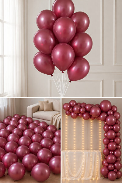 Parti dolabı Bordo Renk Balon 10 Adet ( 10'lu Paket)