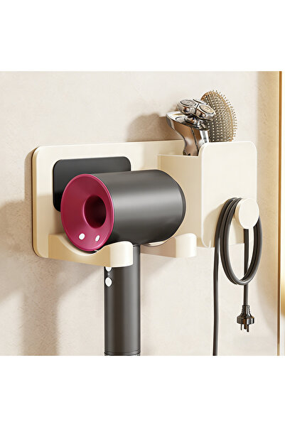 Choice1 White Wall Mounted Hair Dryer Holder with Storage Box Self Adhesive H...