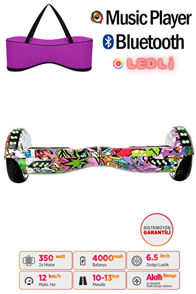 CityMate Elektrikli Kaykay Full Ledli Hoverboard Bluetooth Hoparlörlü 6.5 Inc...