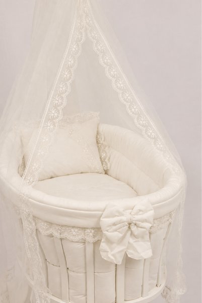 BebeK on For Sleeping Set Cream French Baby Crib Comfortable Sleeping Set with Cotton Mosquito Net for Newborn Baby