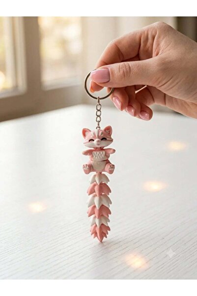 Sevimli Kedi Kuyruklu Anahtarlık & Çanta Charm – 10 cm – PLA Plus 3D Baskı