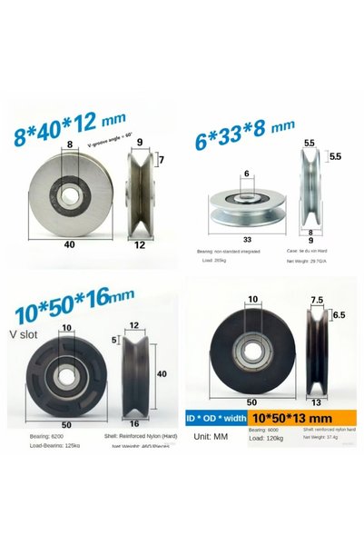 Choice7 10X50X13mm 1pc V-Groove Pulleys:105013mm Nylon,84012mm Metal,6338mm M...