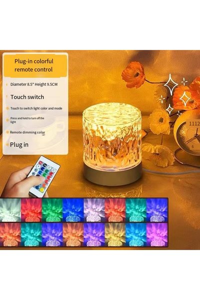 Choice 16 colors-Y Water Ripple Projector 3/16 Colors Night Light Flame Cryst...