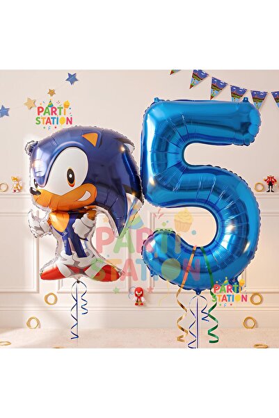 Parti Station Kirpi Sonic Balon 5 Yaş Doğum Günü Set Kirpi Sonic Boom Konsept...