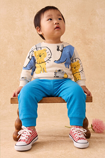 Rocha Baby طقم سويت شيرت للأطفال الأولاد بتصميم أسد وفيل لطيف مكون من خيطين