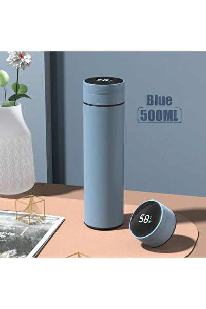 Choice 500ml Blue 500ML Temperature Display Thermos Cup Stainless Steel Divid...