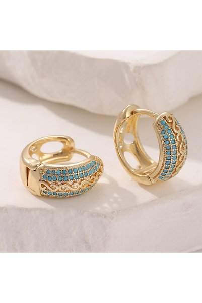 Choice Golden 1 Pair of Elegant and Retro Hollowed-out Small Ring Earrings, S...