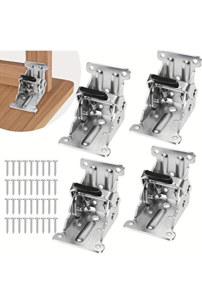 Choice Silvery 4Pcs 4Pcs Foldable Bracket Folding Locking Hinge Lock Extensio...