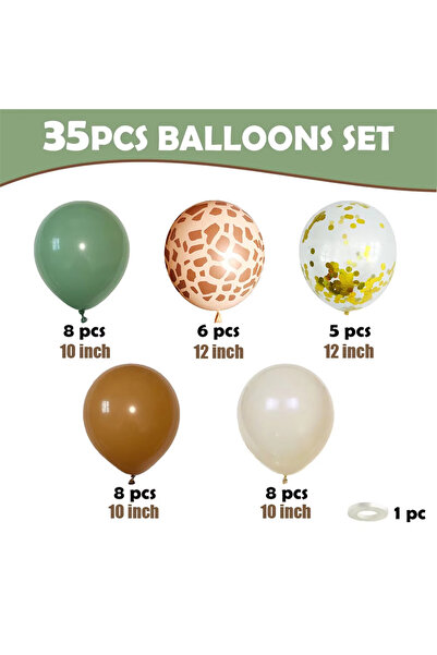 Choice O 12INCH HG9094 35pcs/set 12 inch Sage Green Deer Print Confetti Ballo...