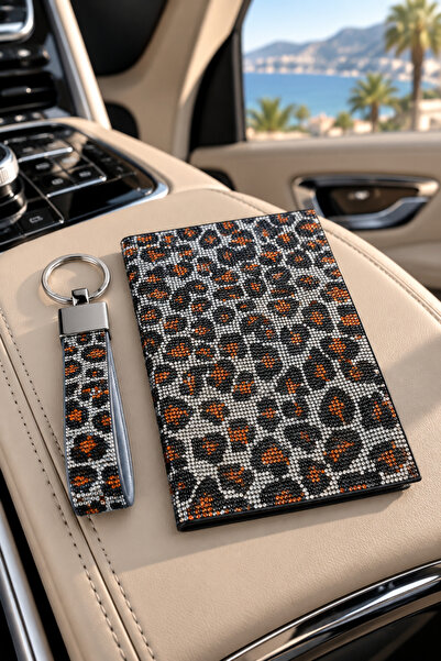 Fox Leopar Sarı Taşlı Ruhsat ve Anahtarlık Çeşitleri