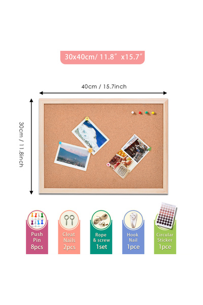 Choice 30x40 cm Vintage Pine Wood Frame Cork Board Bulletin Message Board Pho...