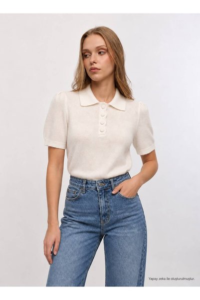 Serpirella Butik Polo Neck Short Sleeve Knitwear