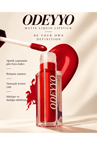 Odeyyo Mat Likit Lipstick Ruj I Sydney - Kalıcı, Bulaşmayan ve Yoğun Pigmentli
