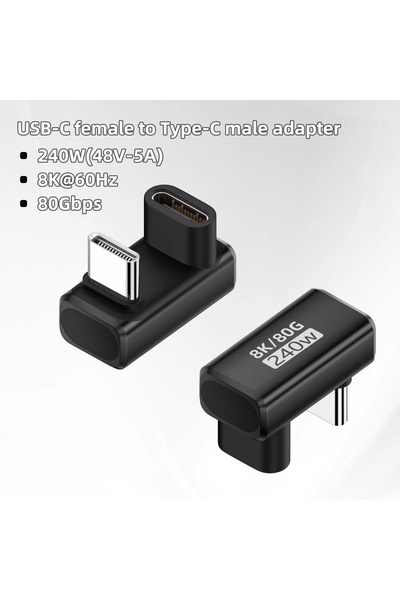 Choice6 black 240W 80Gbps 8K@60Hz USB C Adapter USB-C Male to Female Adapter ...