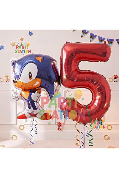 Parti Station Sonic the Fox Balloon 5th Birthday Set, Sonic the Fox Boom Them...
