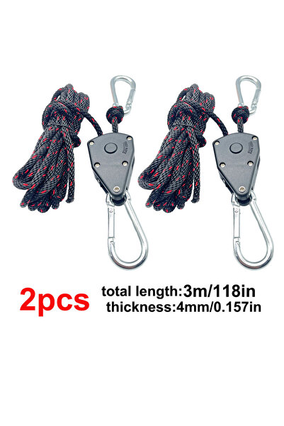 Choice 3m 2pcs 4mm Camping Tent Tie Down Rope Tightener Fastening Pulley Ratc...