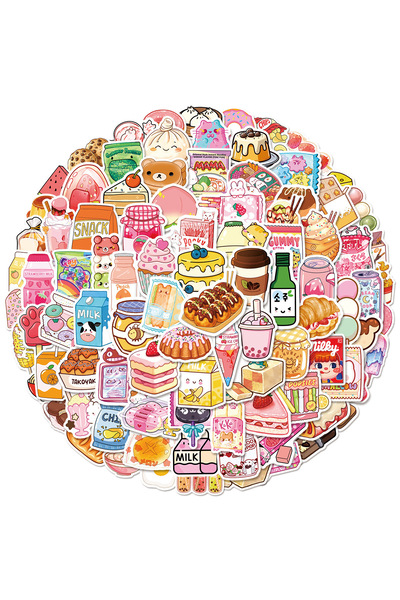 Choice 100PCS 100PCS Small Size Cute Snack Stickers Waterproof Kawaii Mini Fo...