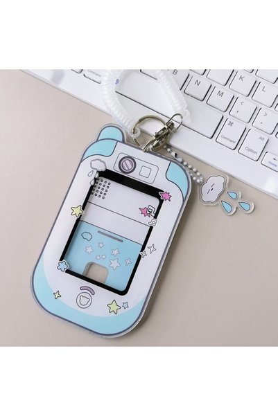 Choice3 حامل بطاقات أكريليك بتصميم هاتف كرتوني أزرق مقاس 3 بوصات، حامل بطاقات...