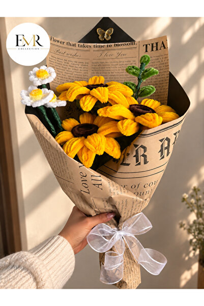 EMRcollection Şönil Çiçek-papatya buket-premium lüks papatya şönil-sevgiliye ...