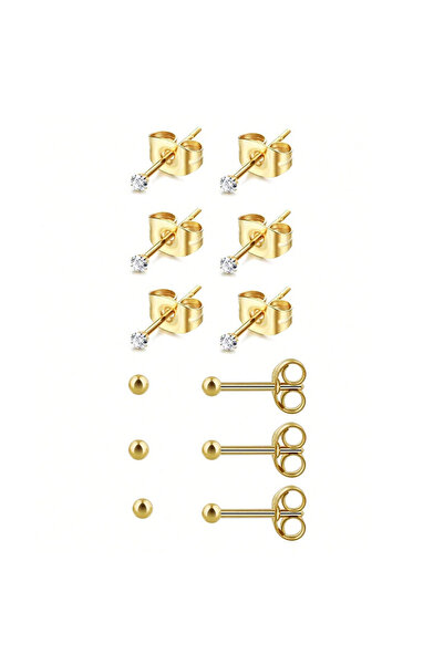 Choice 6 Pairs 3/6 Pairs Stainless Steel Round Clear Zirconia Stud Earrings f...
