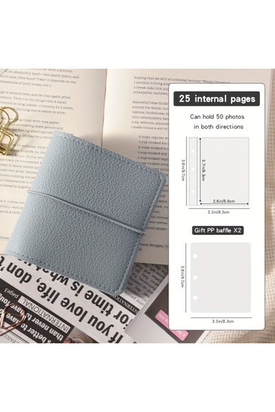 Choice1 Light Blue Mini Faux Leather Pocket Photo Album 25 Pages Album Photo ...