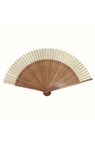 Choice khaki 1pc Retro Bamboo Folding Fan, Portable Summer Handheld Fan, Danc...