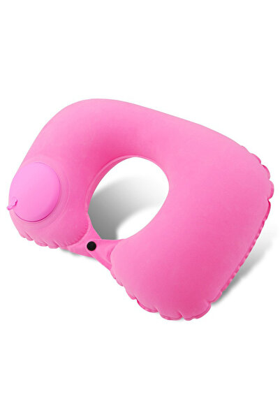 Choice pink Flocking Inflatable Portable Neck Pillow That Can Be Stored And S...