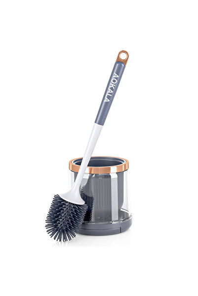 Choice Deep Grey Aokala Silicone Toilet Brush SetToilet Bowl Brush and Holder...