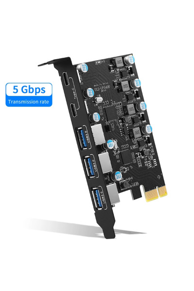 Choice موزع بطاقات USB-A مزود بـ 3 منافذ USB-A ومنفذي USB-C بسرعة 5 جيجابت في...