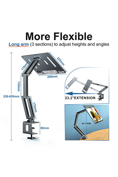 Oatsbasf 3-joint Grey Green Laptop Stand Clamp Tablet Hightening Support Hold...