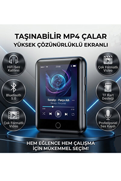 Dynego Dahili Hafızalı Dokunmatik Ekranlı Mp3 Mp4 Player Bluetooth Fm Radyolu...